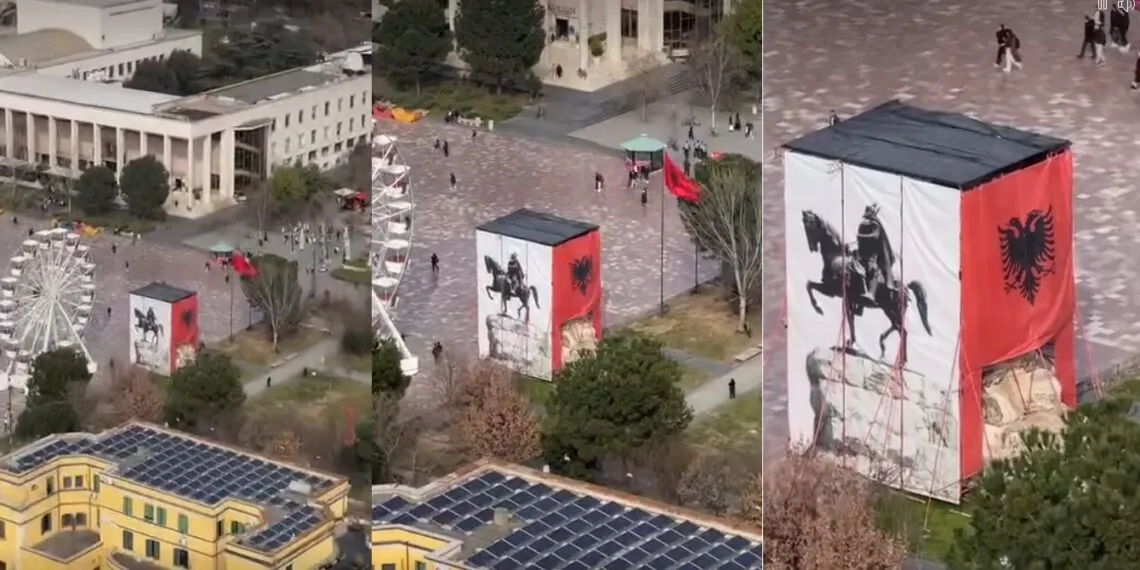 Rama tregon arsyen e mbulimit të monumentit të Skënderbeut në Tiranë