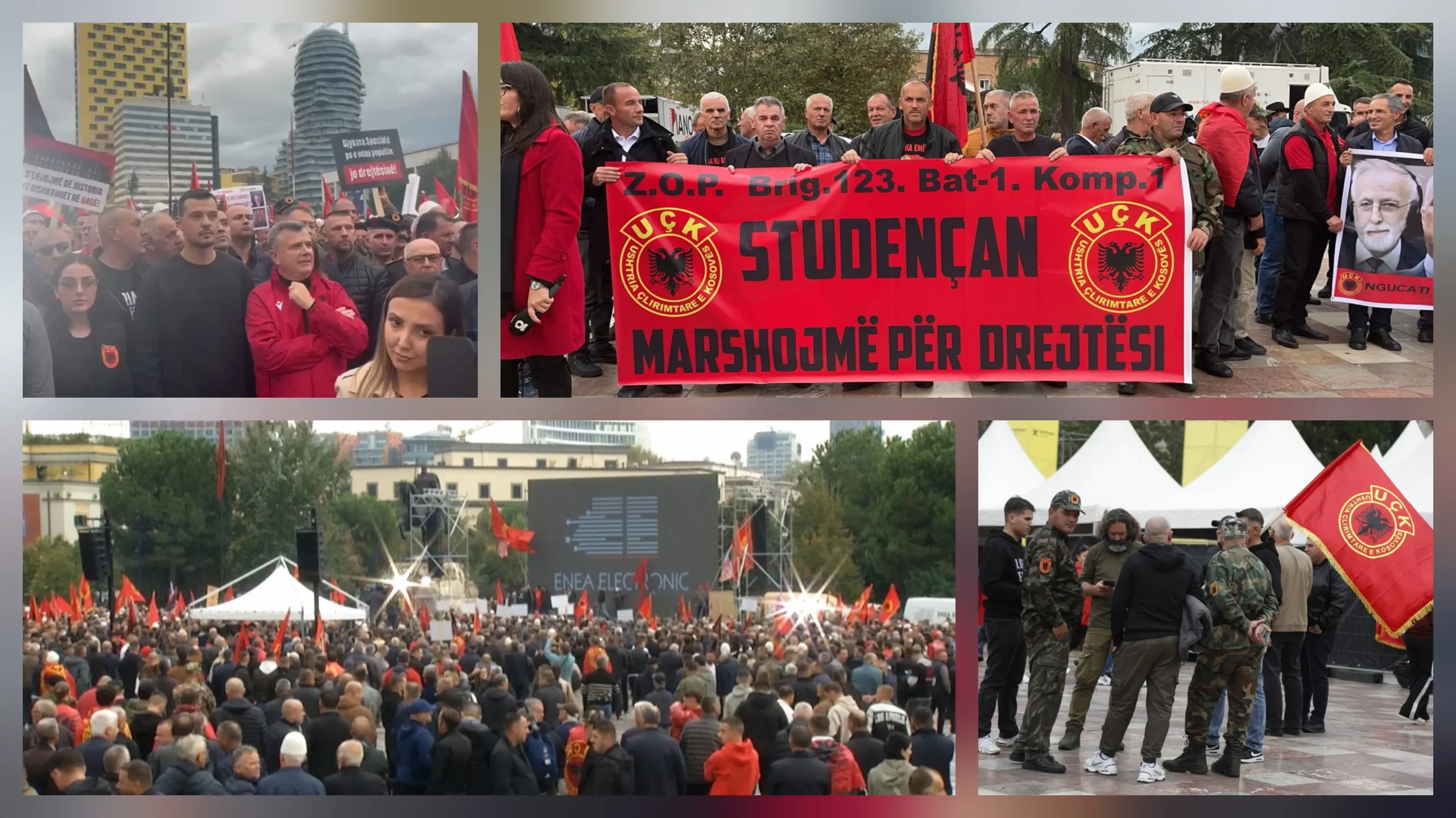 VIDEO/ Mijëra shqiptarë në shesh për të kërkuar drejtësi për ish-krerët e UÇK-së. Pjesë e tubimit edhe djali i Thaçit
