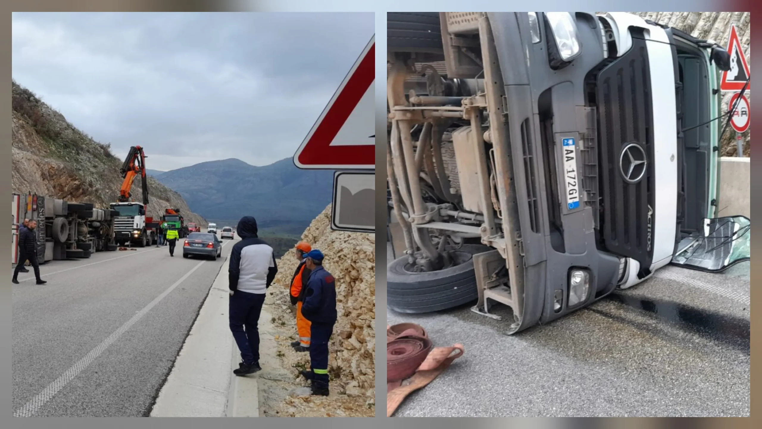 Aksident pranë tunelit të Skërficës, mjeti përmbyset në rrugë