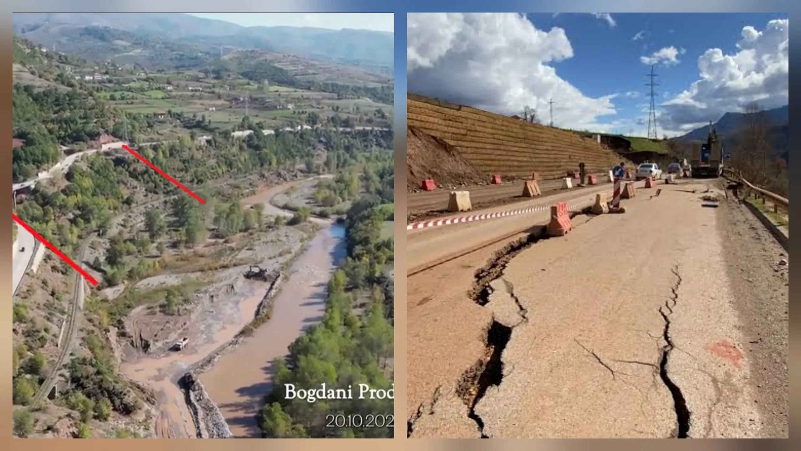 Qeveria del “blof”: Fotoja që tregon gërmimet në lumin Shkumbin në zonën ku u shemb rruga