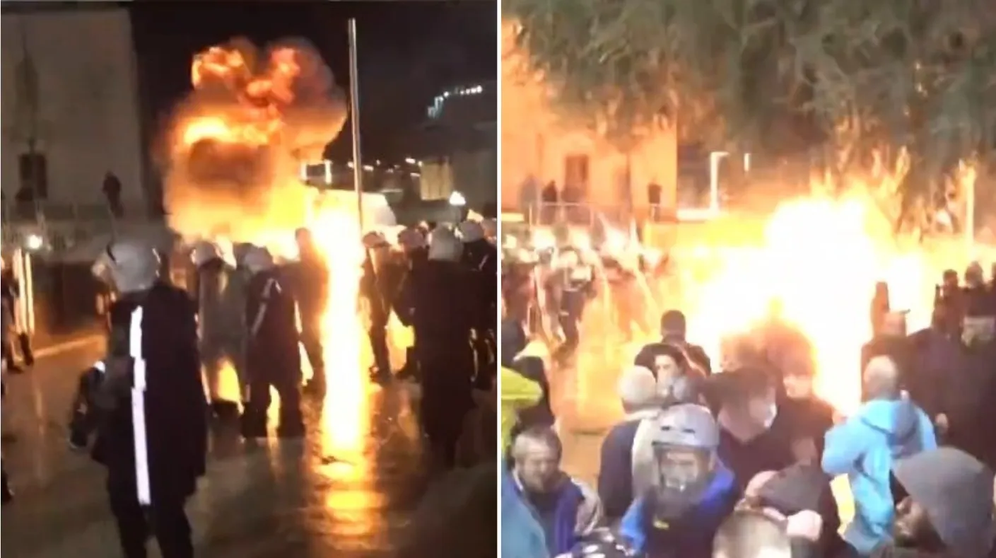 Kaos para parlamentit/ Molotov e fishekzjarre ndaj policisë