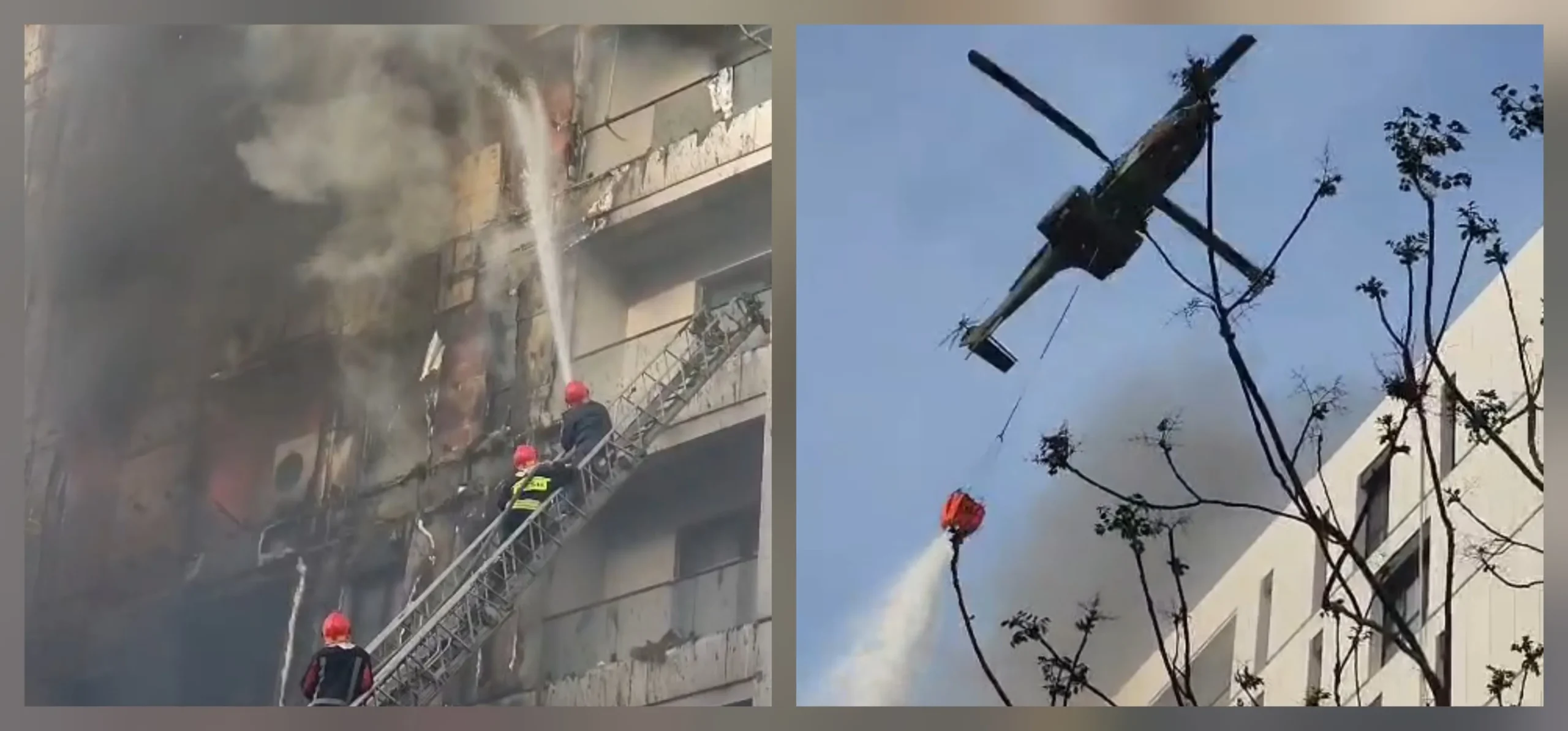 VIDEO/ Flakët përpijnë pallatin e “Arlis Construction”, helikopteri hedh ujë nga lart për të shuar zjarrin