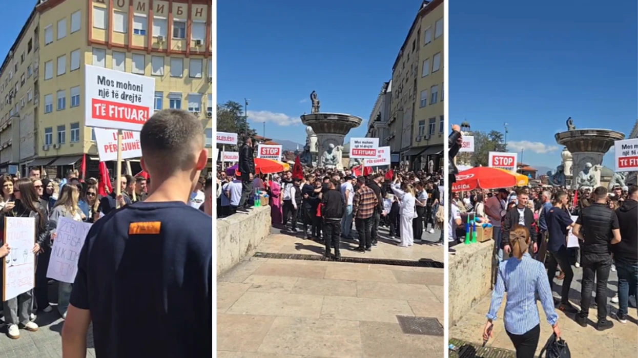 Protestë masive e studentëve shqiptarë në Maqedoninë e Veriut, kërkojnë të drejtën për gjuhën shqipe