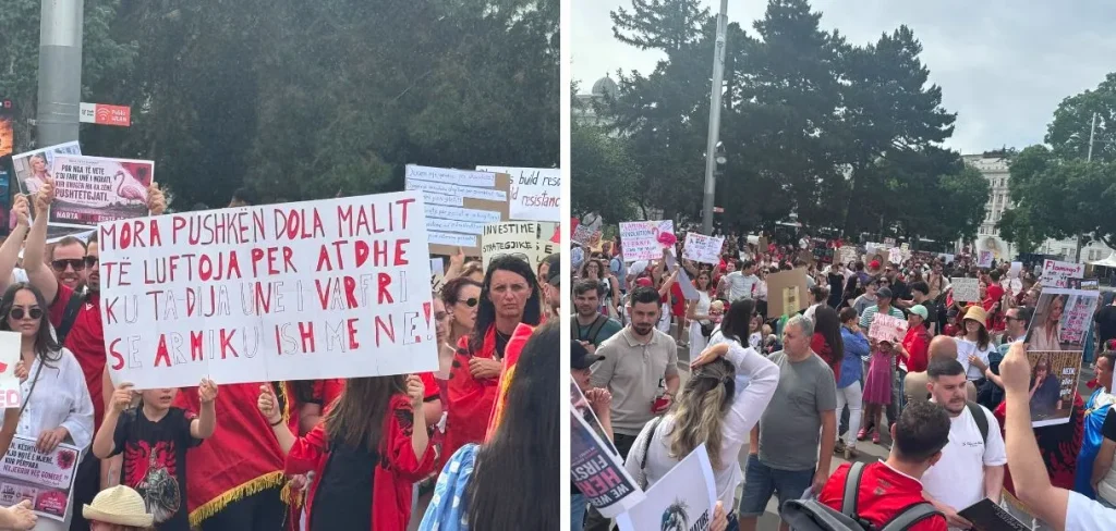 Protestojnë edhe shqiptarët në Vjenë, kërkojnë dorëheqjen e Ramës